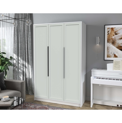 Шкаф распашной Тренд КТ-Ш3 (Белый платинум ЛДСП/ Грэй ЛМДФ) Ш1360 В2128 Г547